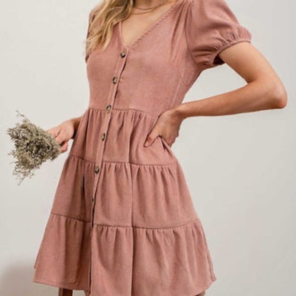 Elegant Pink Button-Down Dress - Picture 3 of 3